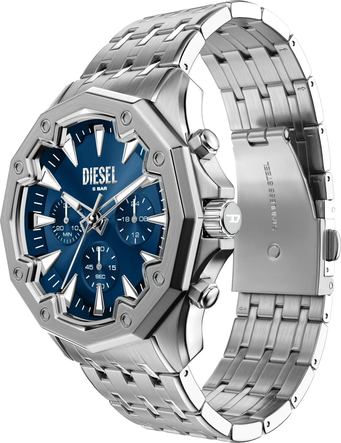 Diesel Stinger DZ4706 Blue Chronograph Steel 46 mm | Montres Outlet