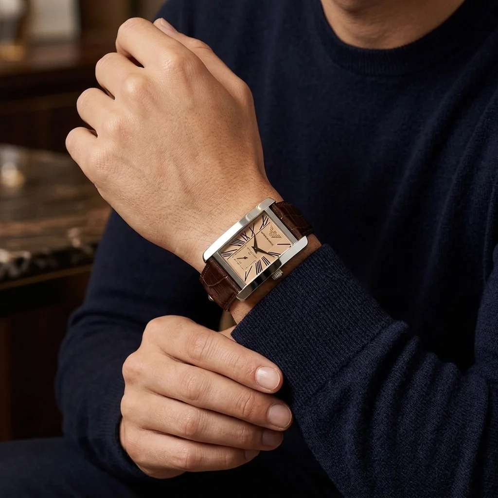 Emporio Armani AR0154 Men's Quartz Watch Brown Leather | Montres