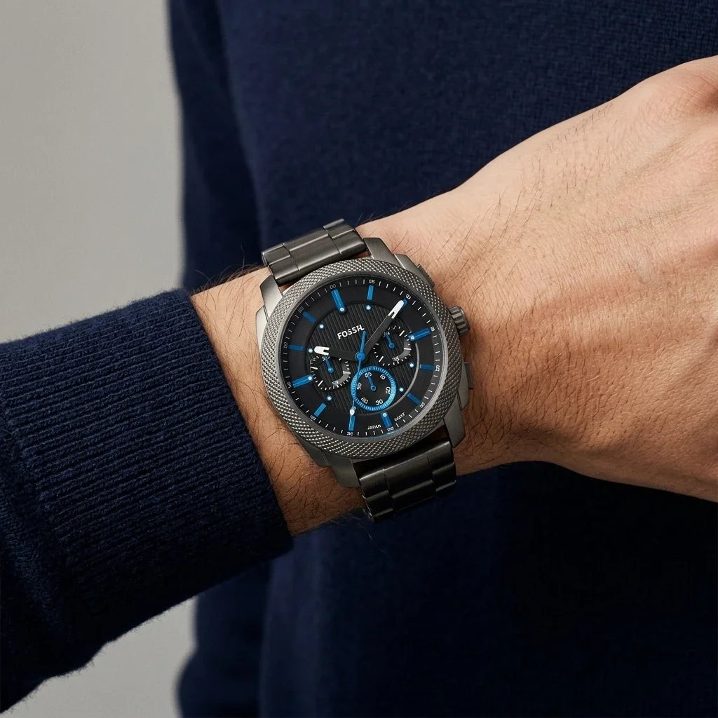 Fossil Machine FS6098 Chronograph Black Steel Men's Watch