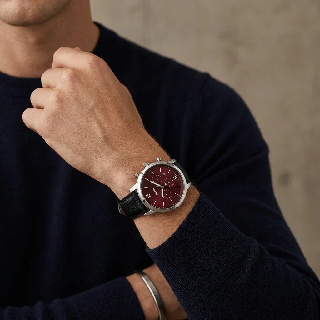 Fossil Neutra FS6016 Chronograph Burgundy Dial | Montres Outlet