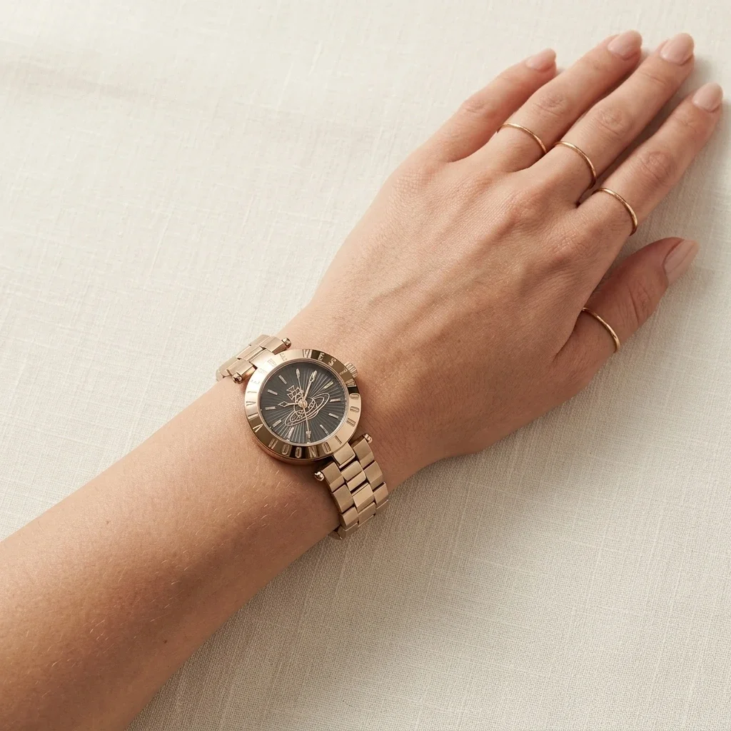風鈴  Vivienne Westwood Westbourne VV092RS Black Rose Gold | Montres Outlet